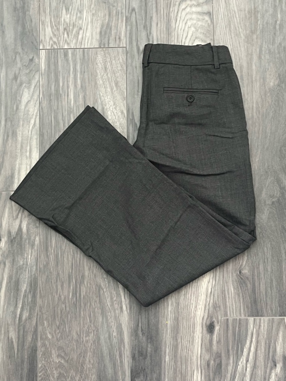 Wool Low-Waisted Wide Leg Theory Dark Grey Trousers | Women